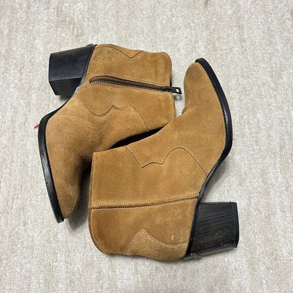 Zadig & Voltaire Molly Suede Ankle Boot Tan Western Cowgirl Country Size 37/US 6 - Picture 5 of 11